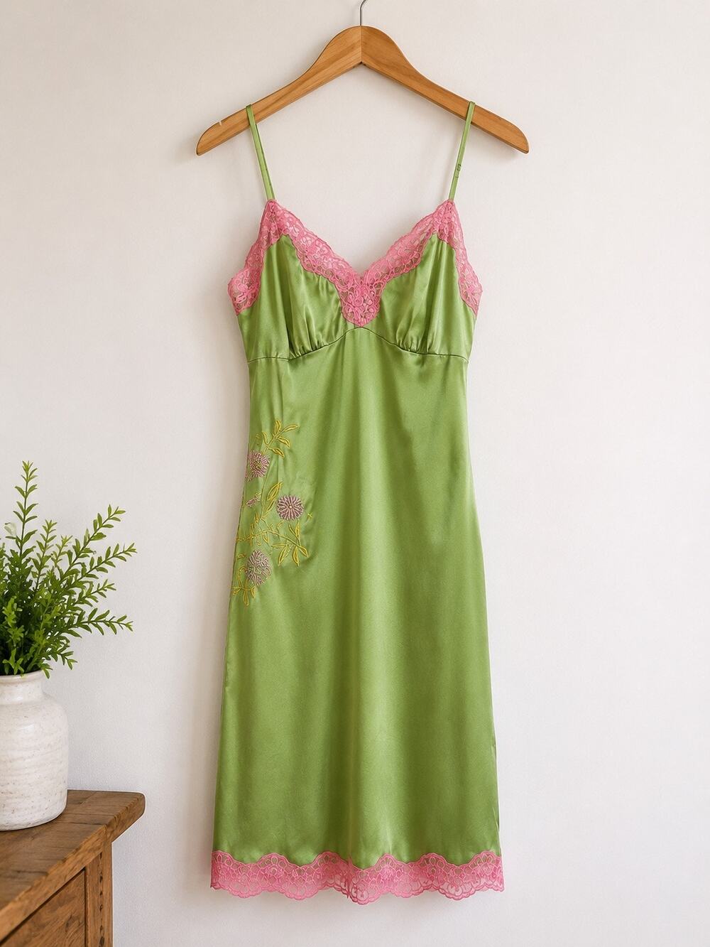 Gold Hawk 100% Silk Slip Dress NWT